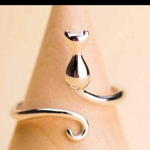 “Hanging Around” Kitty Cat Unique Adjust Wrap Ring